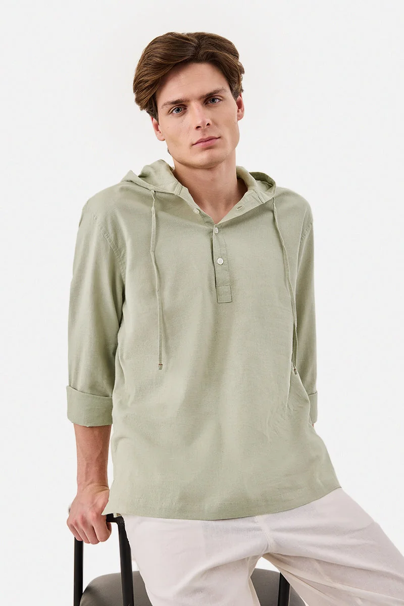 SNITCH Hooded Linen Blend Shirt