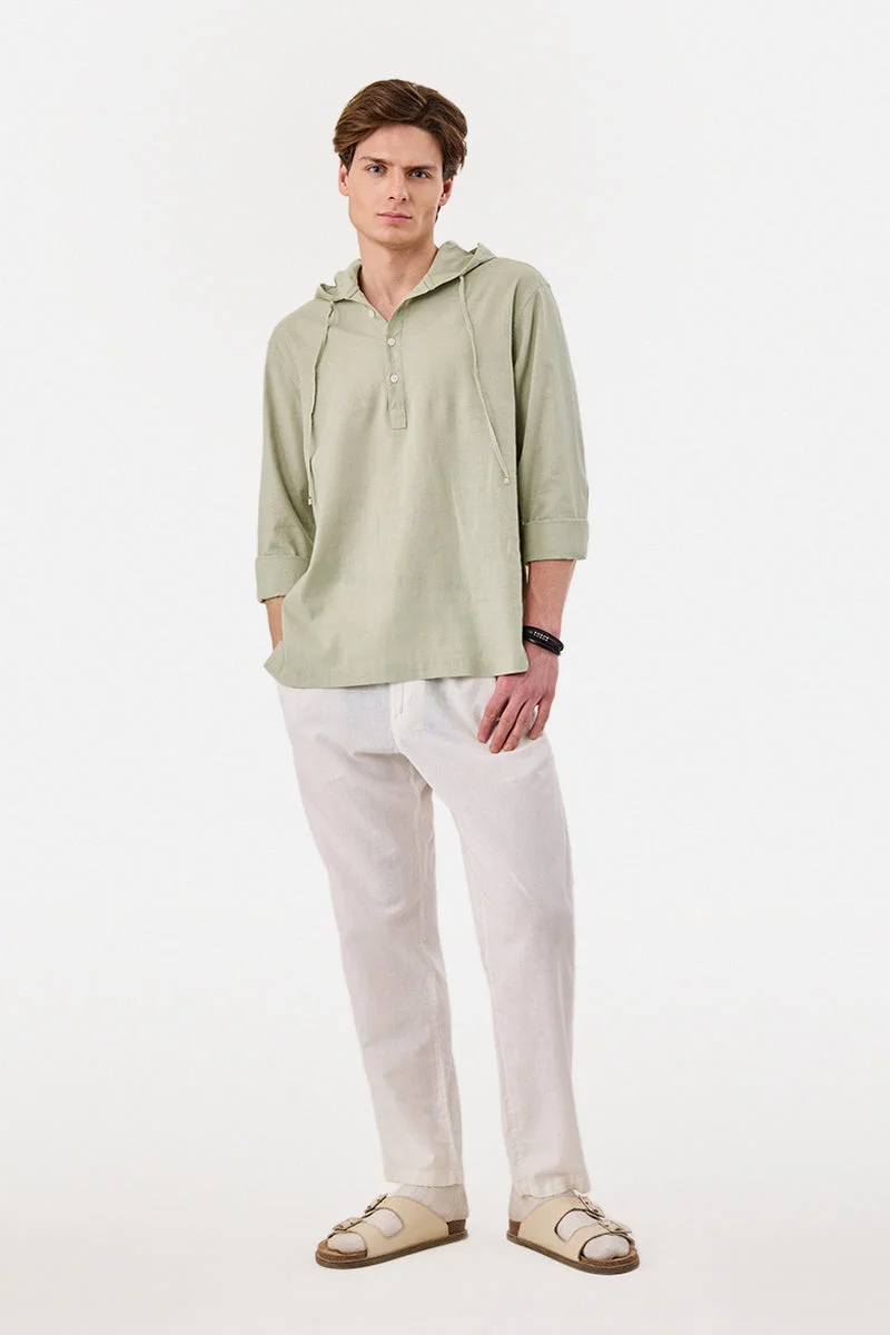 SNITCH Hooded Linen Blend Shirt