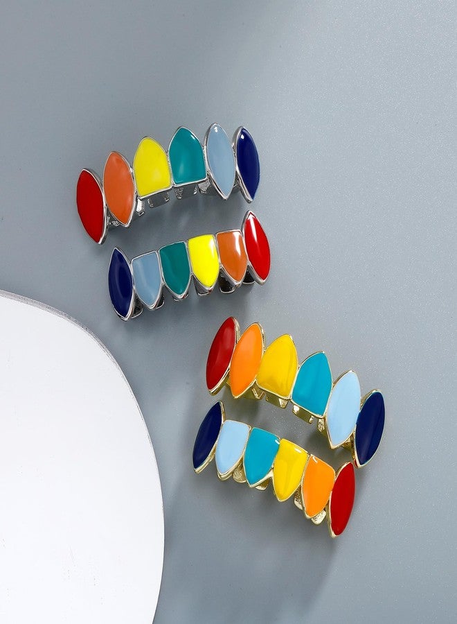 TOPGRILLZ Vampire Teeth Grillz for Men and Women - 14K Gold Plated Colorful Fangs Grills for Your Teeth, Grillz Teeth Men Hip Hop Costume Jewelry Accessories (Silvery) - Image 3