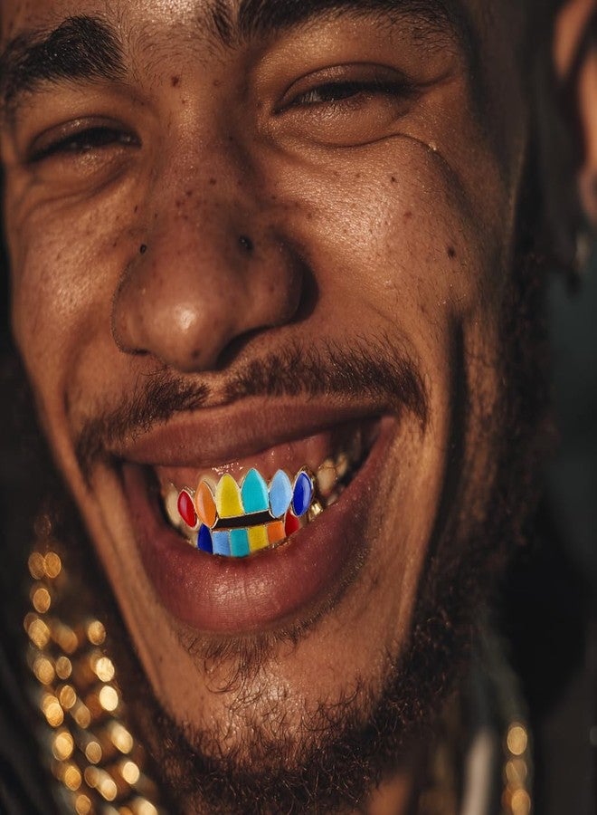 TOPGRILLZ Vampire Teeth Grillz for Men and Women - 14K Gold Plated Colorful Fangs Grills for Your Teeth, Grillz Teeth Men Hip Hop Costume Jewelry Accessories (Silvery) - Image 5