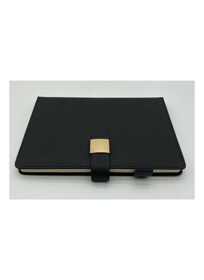 Generic 2 piece set A5 Business Writing Notebook with Imitation Leather Cover Horizontal Grid Diary Notebook 200 Pages Suitable for Office Family School Business Travel Writing Student Essay Writing (Black)  - Image 3