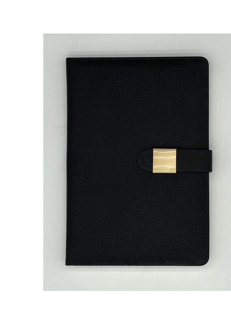 Generic 2 piece set A5 Business Writing Notebook with Imitation Leather Cover Horizontal Grid Diary Notebook 200 Pages Suitable for Office Family School Business Travel Writing Student Essay Writing (Black)  - Image 5