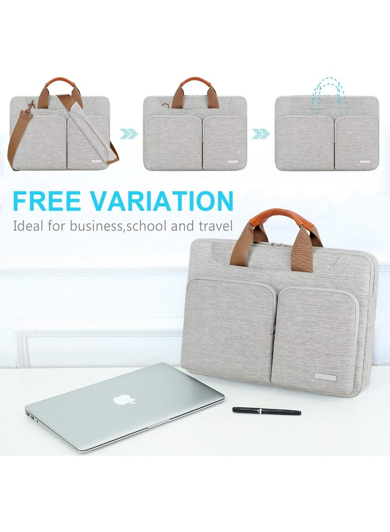 Lacdo 360° Protective Laptop Shoulder Bag for 13 inch New MacBook Air M4 A3240 2025, M3 A3113, M2 A2681, M1 A2337 A2179 A1932 2024-2018 | 13 inch MacBook Pro M2 M1 A2338 A2251 A2289 Computer Bag, Gray - Image 2