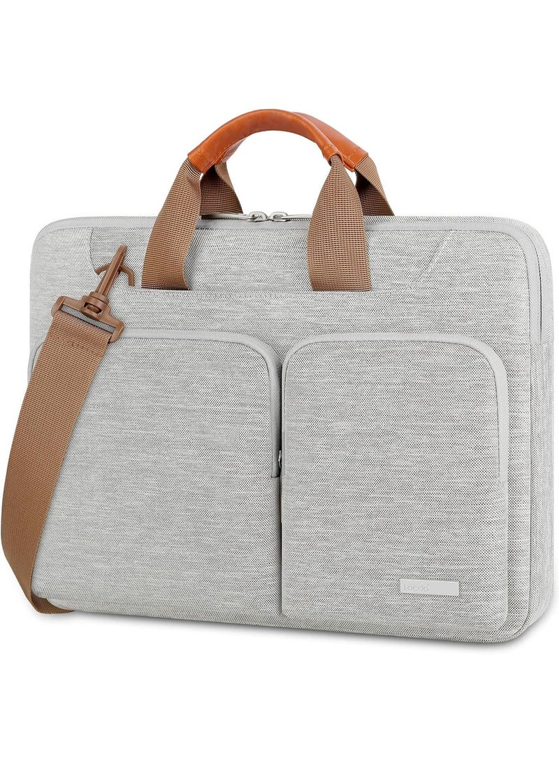 Lacdo 360° Protective Laptop Shoulder Bag for 13 inch New MacBook Air M4 A3240 2025, M3 A3113, M2 A2681, M1 A2337 A2179 A1932 2024-2018 | 13 inch MacBook Pro M2 M1 A2338 A2251 A2289 Computer Bag, Gray - Image 1