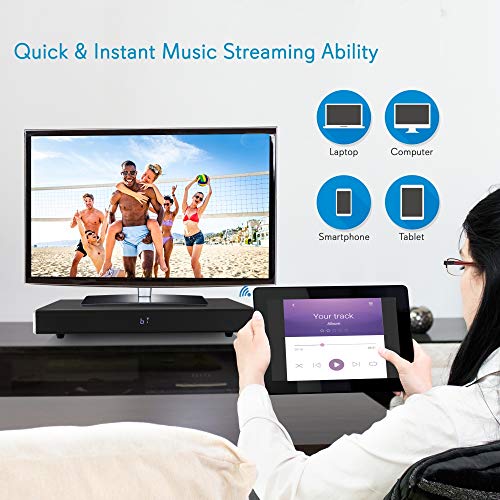 Pyle Surround Sound TV Sound Bar - Bluetooth Compatible Wireless Soundbar for TV w/Built-in Subwoofer Speaker - Television Sound Bar System w/LCD/Digital Optical Audio/RCA/AUX/USB - PSBV820BT, Black - Image 4