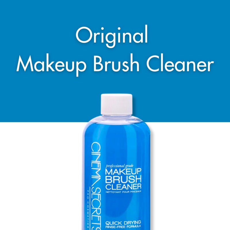 Cinema Secrets Original Blue Vanilla Makeup Brush Cleaner Solution & Spray Combo - Professional Cleanser for Makeup Brushes - Quick-Drying & Rinse-Free - Removes Built-Up Make Up (16 fl oz & 2 fl oz) - Image 2