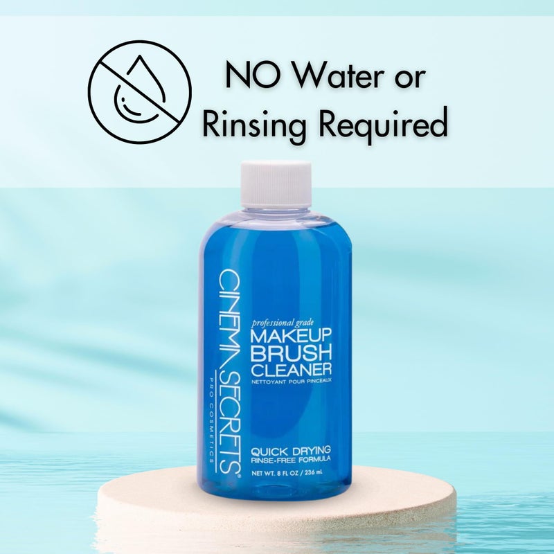 Cinema Secrets Original Blue Vanilla Makeup Brush Cleaner Solution & Spray Combo - Professional Cleanser for Makeup Brushes - Quick-Drying & Rinse-Free - Removes Built-Up Make Up (16 fl oz & 2 fl oz) - Image 4