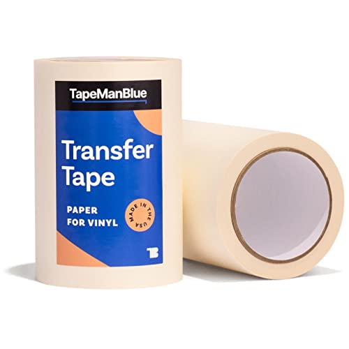 TapeManBlue 6" x 100' Roll of Paper Transfer Tape for Vinyl, Made in America, Premium-Grade Transfer Paper for Vinyl with Layflat Adhesive for Crafts, Decals, and Letters - Image 1