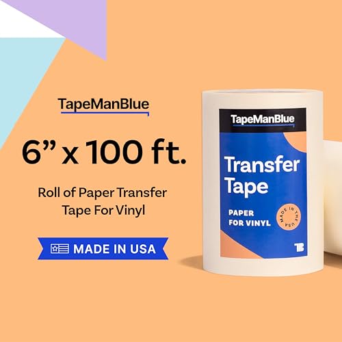 TapeManBlue 6" x 100' Roll of Paper Transfer Tape for Vinyl, Made in America, Premium-Grade Transfer Paper for Vinyl with Layflat Adhesive for Crafts, Decals, and Letters - Image 2
