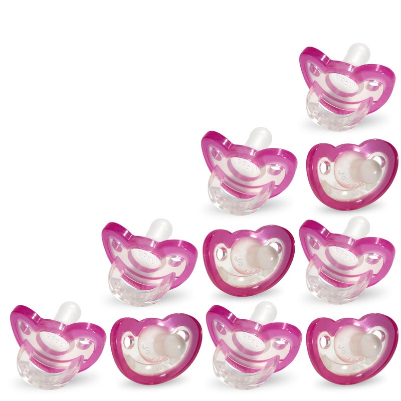RaZbaby Jollypop Pacifier for Babies 3 Months and Up, USA Made, Natural Shaped Orthodontic Binky, Lovingly Shared in NICUs & Hospitals Worldwide, Medical-Grade 100% BPA-Free - 6 Pack - Pink - Image 1