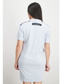 JOHN RICHMOND Women Plain Short Sleeve Shirt Dress, Cloud  - Image 3