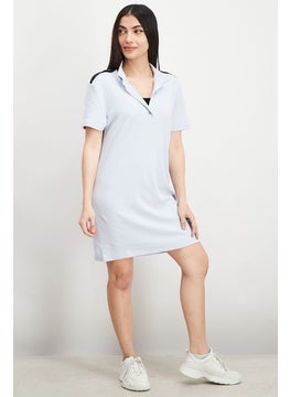 JOHN RICHMOND Women Plain Short Sleeve Shirt Dress, Cloud  - Image 2