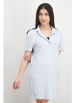 JOHN RICHMOND Women Plain Short Sleeve Shirt Dress, Cloud  - Image 1
