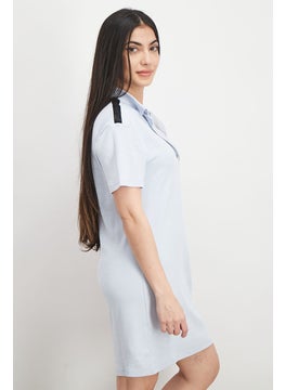 JOHN RICHMOND Women Plain Short Sleeve Shirt Dress, Cloud  - Image 4