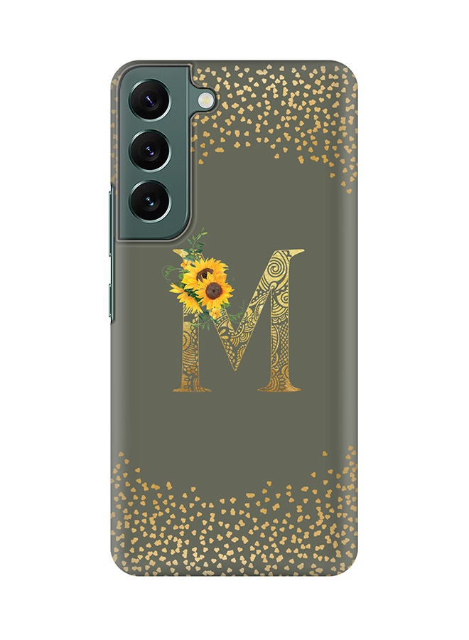 Stylizedd Monogram Slim Cover for Samsung Galaxy S22+ 5G Case Custom Initials Letter Floral Pattern Snap Series Mobile Cover Matte Alphabet  - M (Olive Green) - Image 1