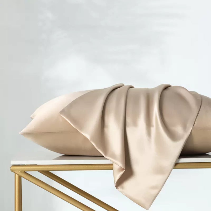 ROSEWARD Beige Silk Pillowcase for Curly Hair and Skin Made in USA  22 Momme Organic Silk Pillow Cases Standard Size with Zipper  6A Grade Real Silk Pillowcase for Face Wrinkles  Anti Acne (Standard  Beige) - Image 3