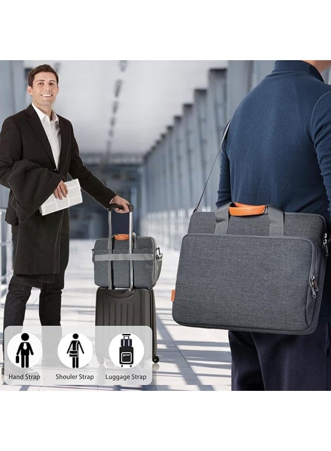 13-14 inch Laptop Computer PC Shoulder Bag Carrying Case, Water-Repellent Fabric Briefcase - Image 5