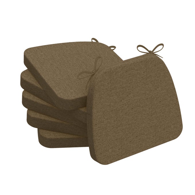 DSHAPED CHAIR CUSHIONS 2 THICK DINING CHAIR PADS WITH TIES AND REMOVABLE MACHINEWASHABLE COVER 17 X 16 SET OF 6 TAUPE