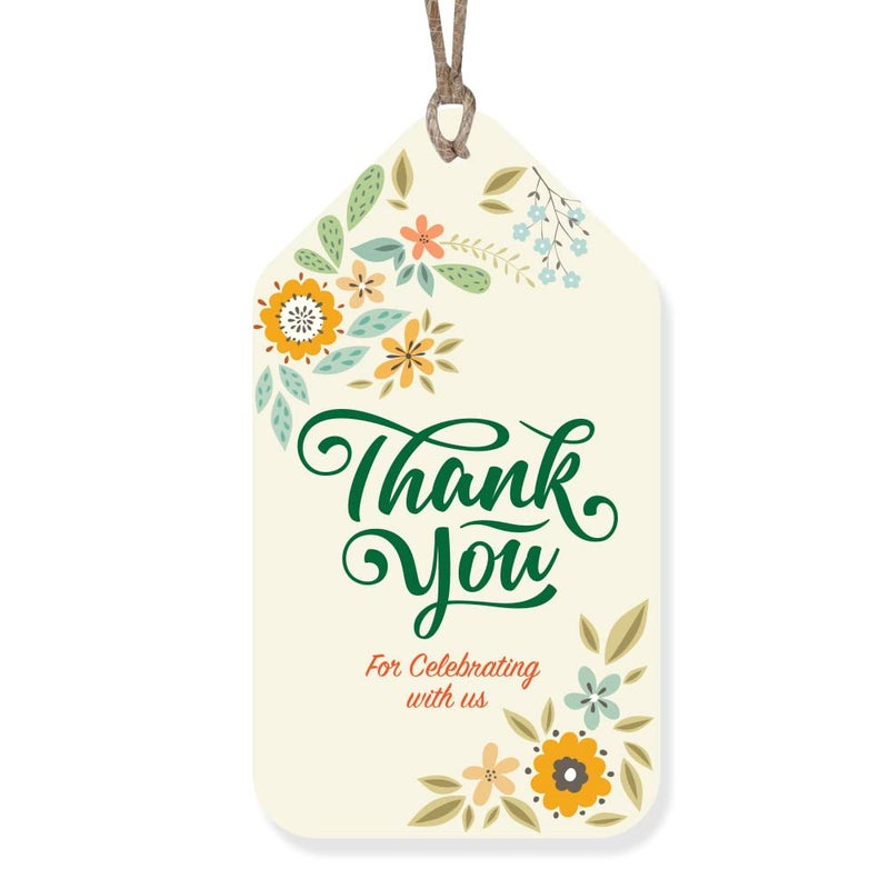 Kaameri Bazaar Kaameri Bazaar Set of 50 Thank You Tags for Return Gifts l Packaging l for Gift Bags l Birthday Tags with Natural Jute 300 GSM Paper - Image 1