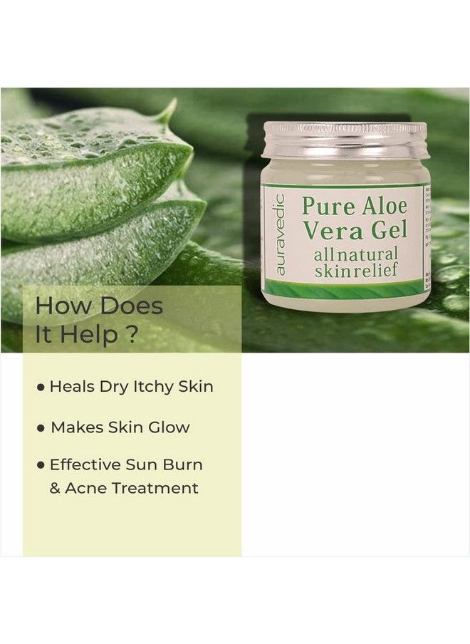 Auravedic - Aloe Vera Gel For Face Pure Aloe Vera Gel 200Gm Aloevera Gel Gel For Glowing Skin Aloe Vera Gel For Hair Anti Acne Gel With Green Tea Under Eye Gel Paraben Free De Tan For Men Women - Image 1