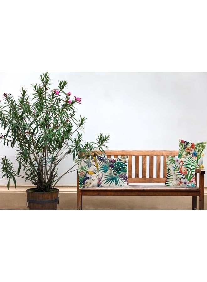 Generic Throw Pillow Covers Spring Summer Decorative Outdoor Linen Fabric Pillow Case for Couch Bed Car Home 45x45 cm,Set of 4 Flowers and Flamingo - Image 4