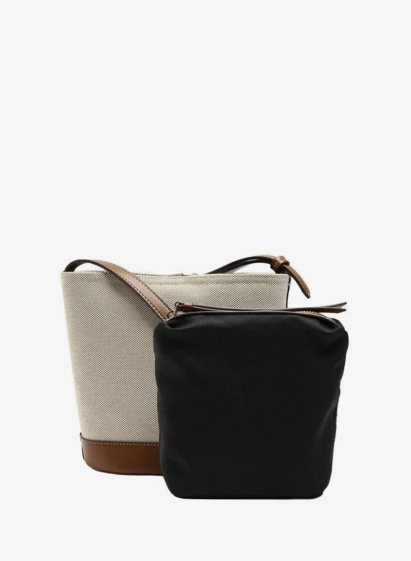 Parfois Beige Canvas Bucket Bag With Removable Pouch for Women | Best Price UAE