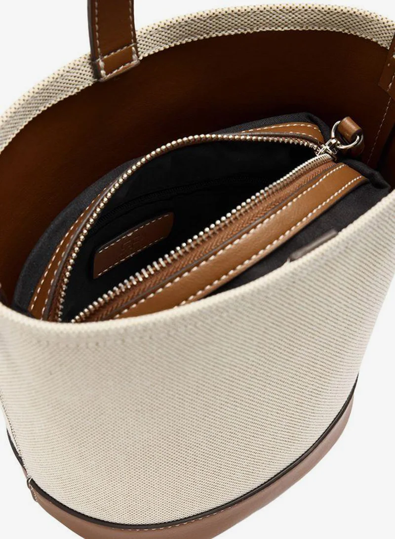 Parfois Beige Canvas Bucket Bag With Removable Pouch for Women | Best Price UAE