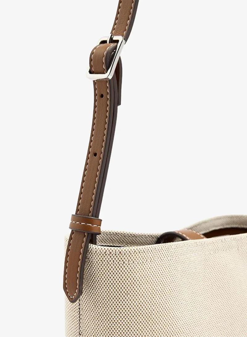 Parfois Beige Canvas Bucket Bag With Removable Pouch for Women | Best Price UAE