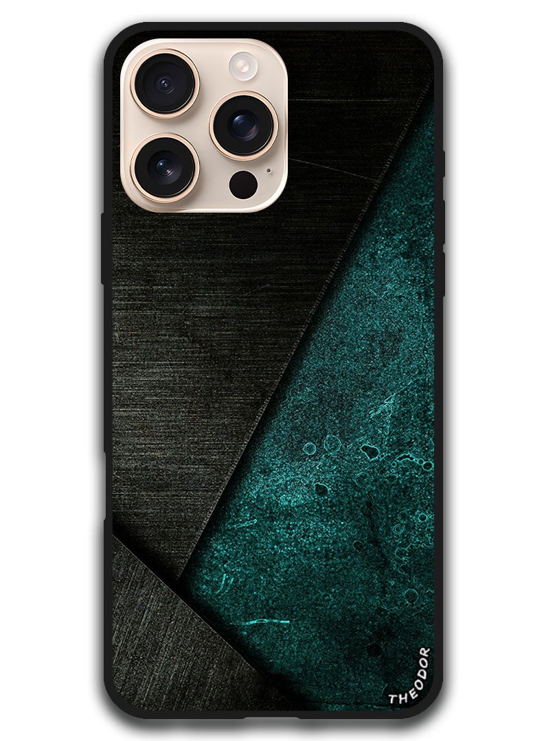 Theodor Protective Case Anti Scratch Shock Proof Bumper Cover For iPhone 16 Pro Max (6.9)-inch Black Dark Green Pattern - Image 1