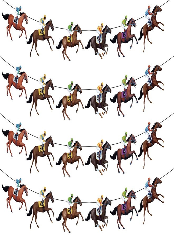CUUSNNY 4 Pcs Derby Party Banner, Horse Racing Theme Decorations, Multicolor, Rectangular, Cardboard, Pre-Strung, Reusable - Image 1