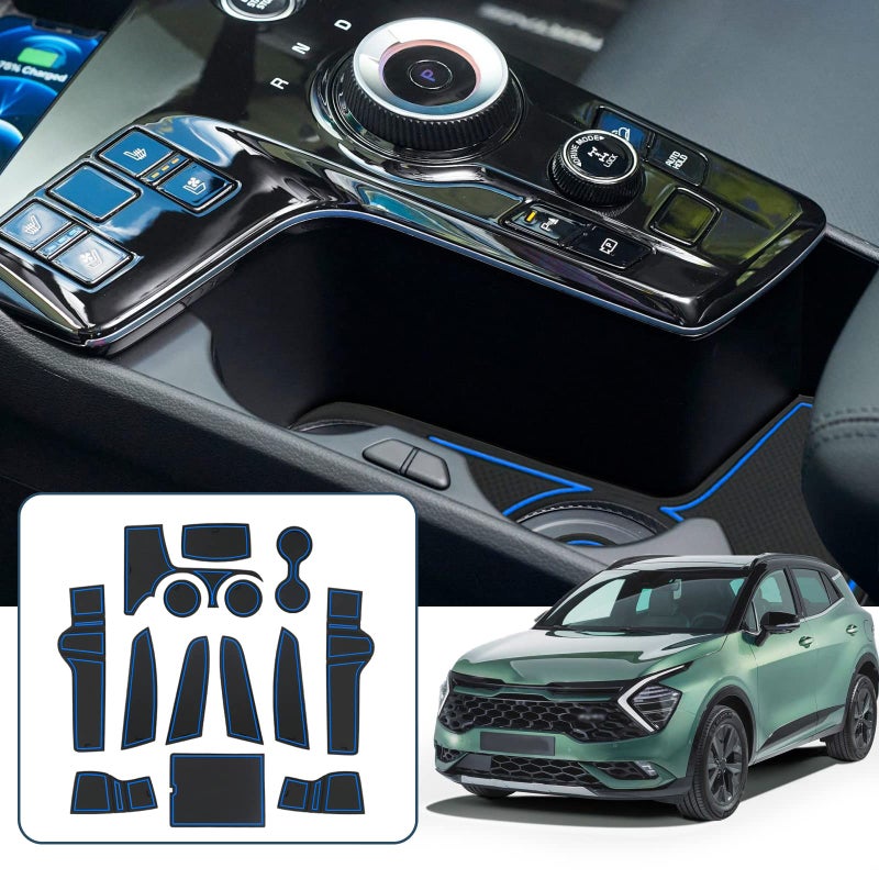 RUIYA 2026 Sportage Door Slot Mats for 2026 Kia Sportage Accessories 14PCS/Sets Cup Holder Inserts Center Console Liner Mat Compatible with 2023 2024 2025 2026 Kia Sportage Hybrid/LX/EX/SX/X-Pro - Image 1