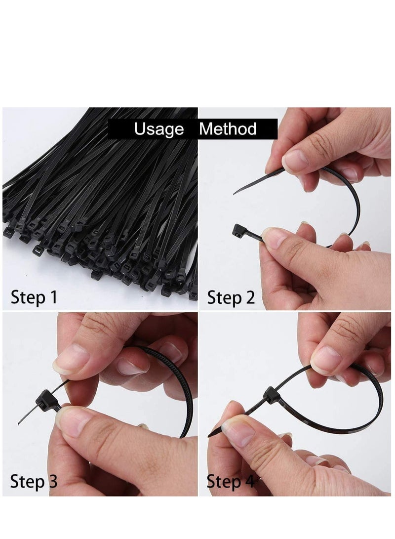 SYOSI Cable Zip Ties Black Standard Self-Locking Nylon Cable straps Plastic Wire Wrap Heavy Duty Ties Multi Purpose Industrial Grade Cable Wire Ties - Image 2