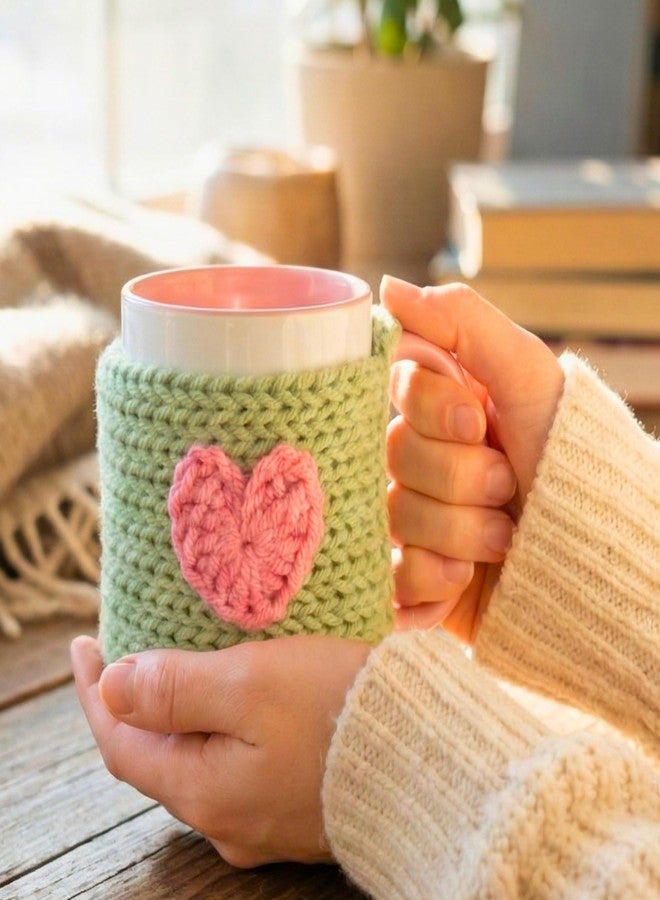 Simply Hooked Crochet Coffee Mug Cozy & Coaster Set - Reusable Knitted Cup Sleeve Sweater for 11 Oz Mugs - Cute Tea Cup Cover Wrap, Hot Drinks Gift for Wife or Mom (Sage) - Image 4