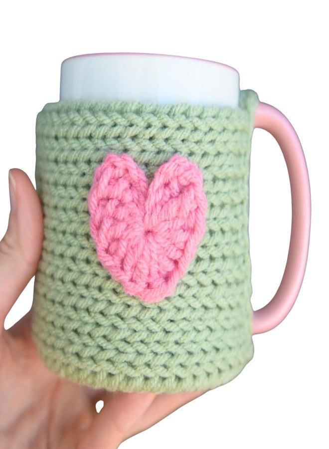 Simply Hooked Crochet Coffee Mug Cozy & Coaster Set - Reusable Knitted Cup Sleeve Sweater for 11 Oz Mugs - Cute Tea Cup Cover Wrap, Hot Drinks Gift for Wife or Mom (Sage) - Image 1