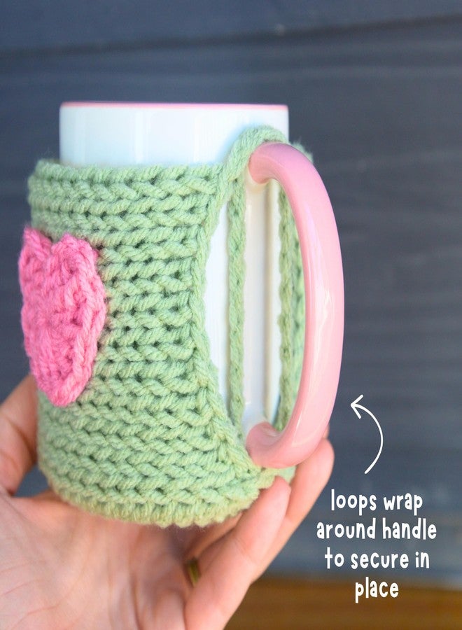 Simply Hooked Crochet Coffee Mug Cozy & Coaster Set - Reusable Knitted Cup Sleeve Sweater for 11 Oz Mugs - Cute Tea Cup Cover Wrap, Hot Drinks Gift for Wife or Mom (Sage) - Image 3
