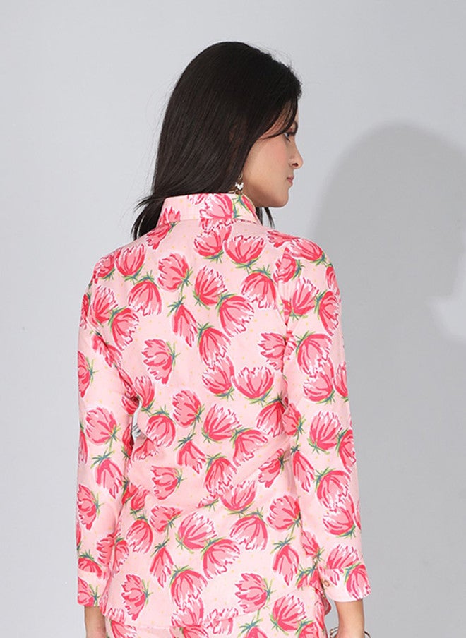 FIMS Women Comfort Fit Spread Collar Floral Printed Casual Shirt - Image 5