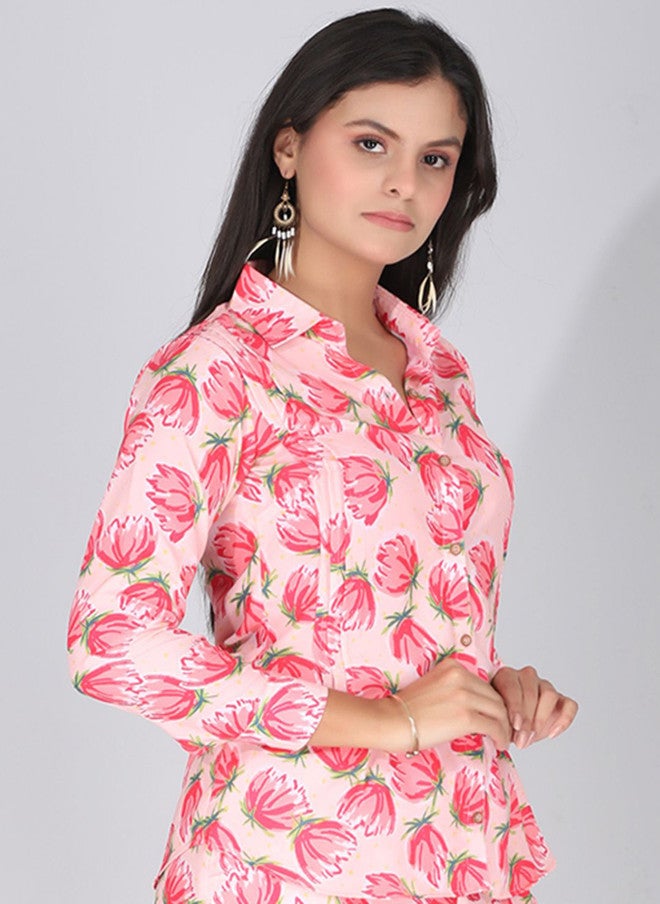 FIMS Women Comfort Fit Spread Collar Floral Printed Casual Shirt - Image 3