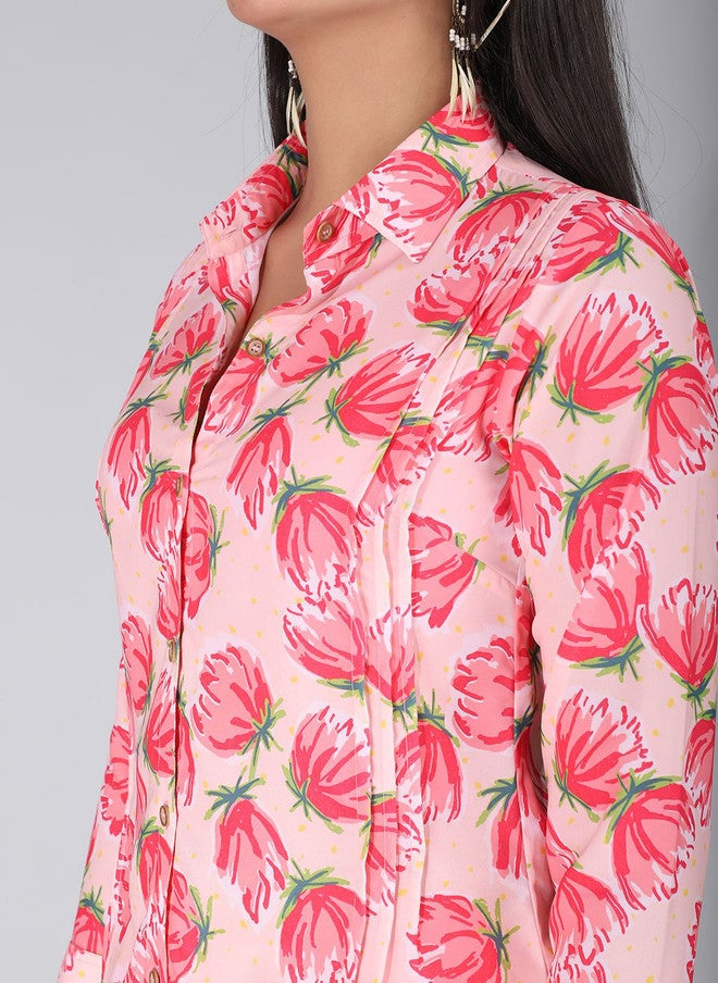 FIMS Women Comfort Fit Spread Collar Floral Printed Casual Shirt - Image 2
