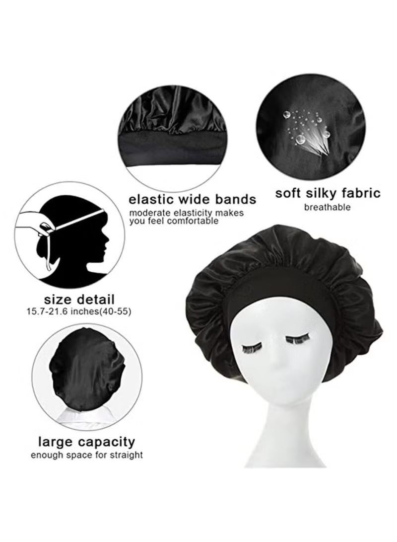3Pcs Oversize Silk Satin Hair Bonnet for Sleeping, Sleep Bonnet with Elastic Soft Band, Sleep Bonnet Sleep Cap for Hair Curly Hair Sleeping Natural Hair - Image 2