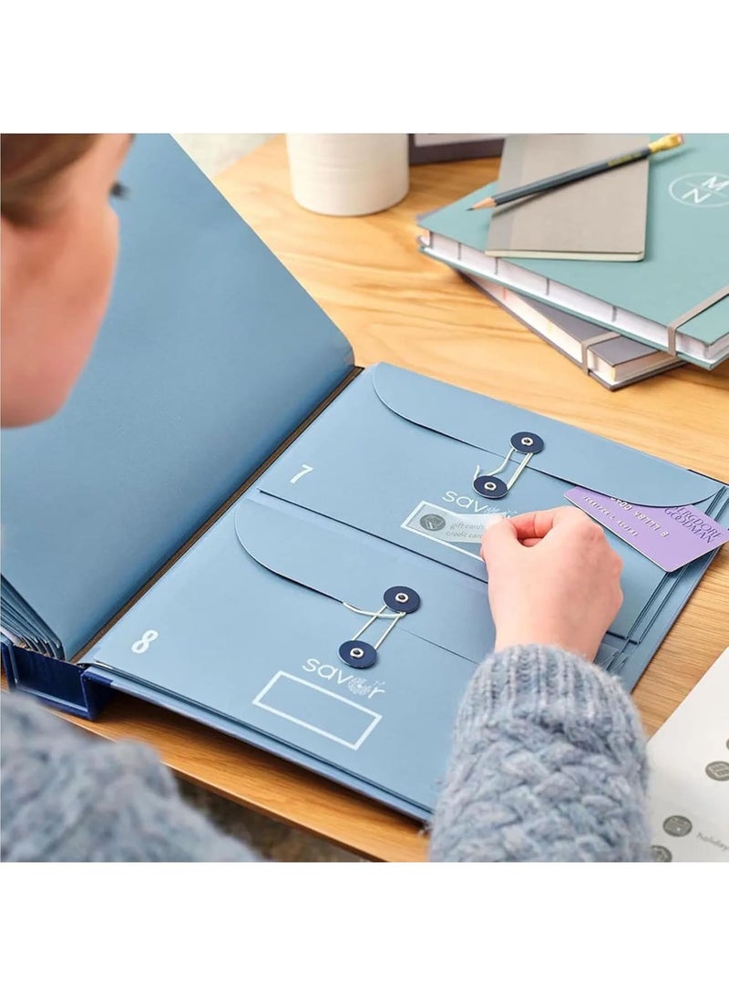 SOLARAE Folio Document Organizer, File Organizer with Pockets, Bound Expanding File Folder for Important Papers, Emergency Binder, Birth Certificates, Social Security Cards, Passports, Photos, Letters, Blue - Image 3