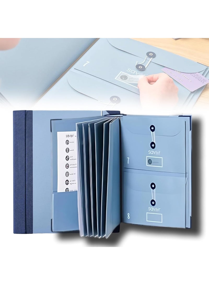 SOLARAE Folio Document Organizer, File Organizer with Pockets, Bound Expanding File Folder for Important Papers, Emergency Binder, Birth Certificates, Social Security Cards, Passports, Photos, Letters, Blue - Image 1