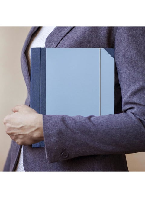 Folio Document Organizer With Pockets & Elastic Closure - Accordion File For Birth Certificates, Passports, Photos (Blue)