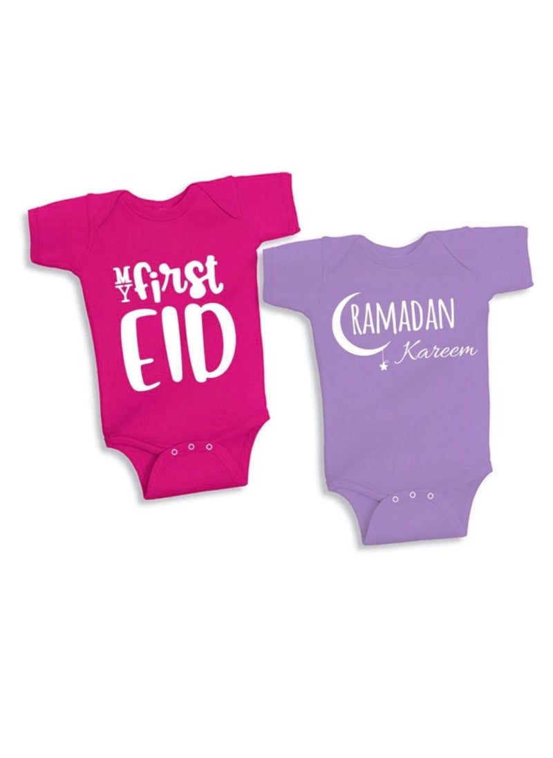 Brain Giggles - BrainGiggles Ramadan Kareem Romper Printed Cotton Round Neck for Baby's - Image 1