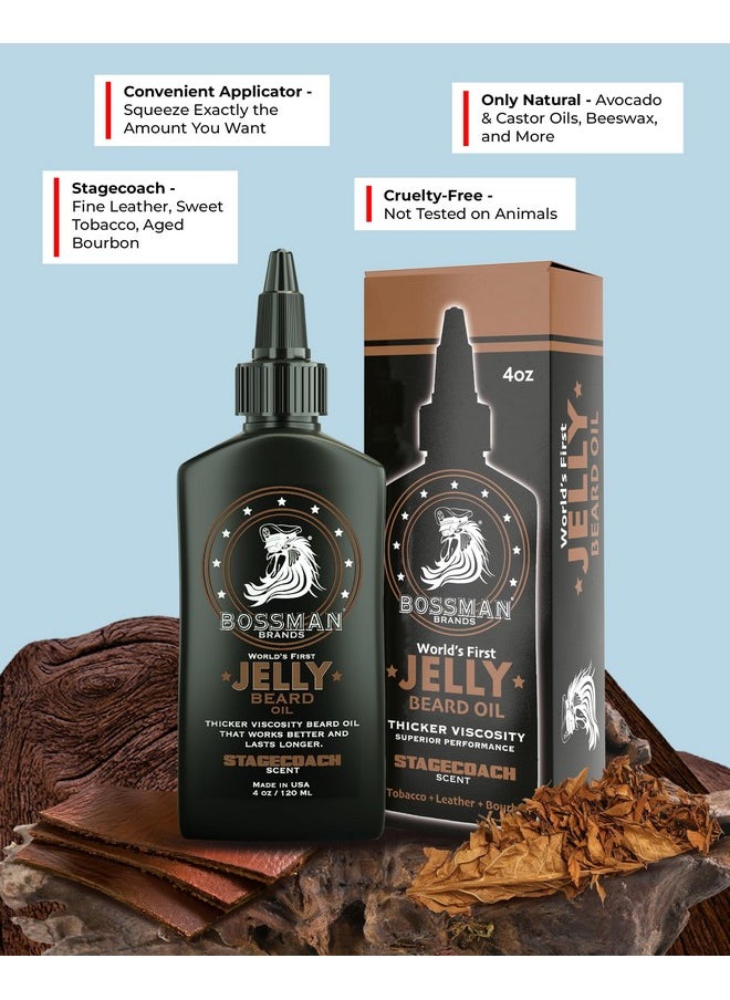 bossman - Beard Oil Jelly (4Oz) - Beard Growth Softener, Moisturizer Lotion Gel With Natural Ingredients - Beard Growing Product (Stagecoach Scent) - Image 1