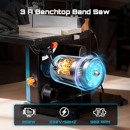 SEESII Benchtop Band Saw for Woodworking: 3A-120V Bandsaw with 8" Cutting Width, Max 3-1/8" Cutting Height, Band Saws with 0-45° Tilting Worktable&Miter Gauge&Double-Sided Fence for Detailed Woodwork - Image 2
