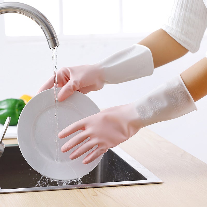 Durable PVC Kitchen Gloves for Dishwashing and House Cleaning Bicolor blue - Image 2