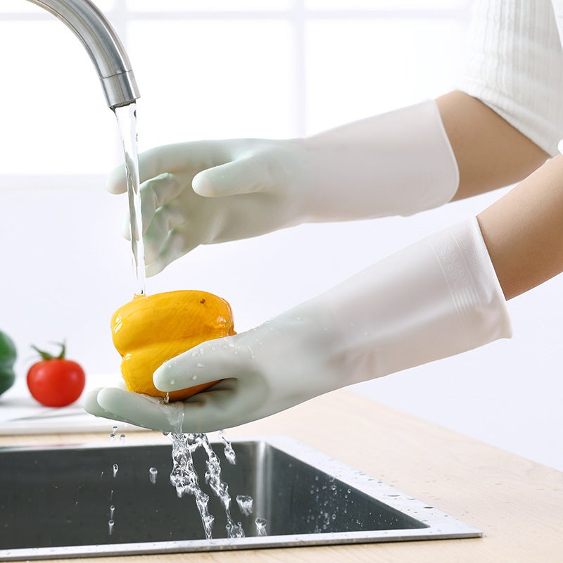 Durable PVC Kitchen Gloves for Dishwashing and House Cleaning Bicolor blue - Image 3