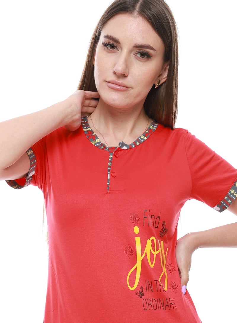Caesar Women Pajama Set With Half Sleeves And Printed Photo  - Image 3