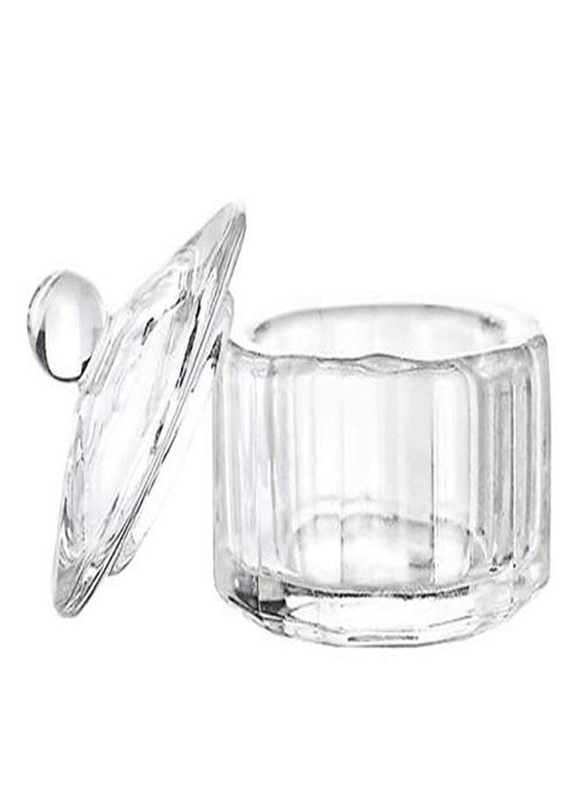lasenersm 1 Piece Nail Dappen Cup Nail Art Acrylic Crystal Glass Dish Cup Nail Art Glass Acrylic Dappen Dish Liquid Powder Crystal Cup Glassware Tools with Lid for Mixing Liquid Powder, Transparent - Image 1