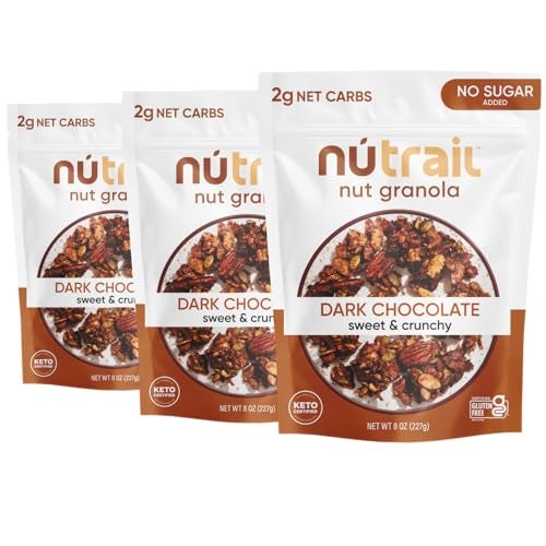 NuTrail Nut Granola Cereal, Dark Chocolate, No Sugar Added, Keto, Low Carb, Gluten Free, Grain Free, Healthy Breakfast 8 oz. 3 Count - Image 1